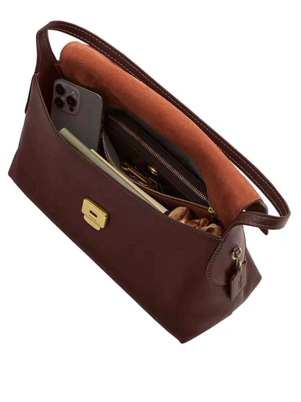 NWT Coach Chelsea Large Shoulder Bag 30 Maple Leather Brass Hardware - Picture 4 of 13